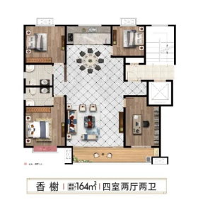 建大·秦皇壹号164户型4室2厅2卫1阳台164㎡