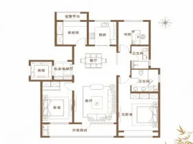 惠众花园A2户型4室2厅2卫1阳台144㎡