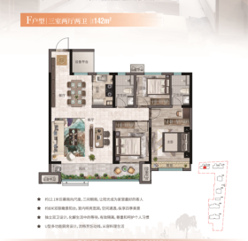 惠众百一·天泰印象A1户型3室2厅2卫1阳台 142㎡