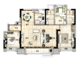 碧桂园翡丽公馆143户型户型4室2厅2卫1阳台143㎡