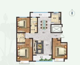莲池水岸·怡馨苑F户型3室2厅2卫2阳台160.64㎡