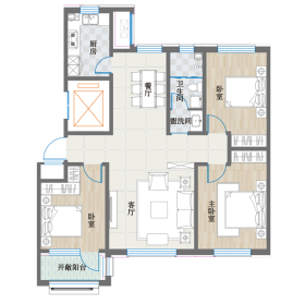 佳宏·世纪城128户型户型3室2厅1卫1阳台128㎡