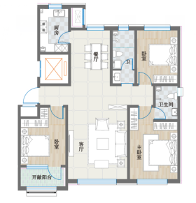 佳宏·世纪城136户型户型3室2厅2卫1阳台 136㎡