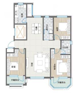 佳宏·世纪城138户型户型3室2厅2卫2阳台 138㎡