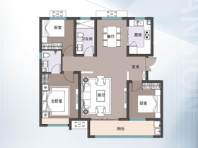 信达玺园A4户型3室2厅2卫1阳台128㎡