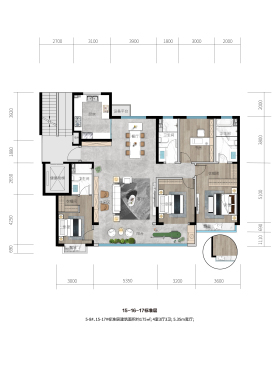 中海城投香溪未见山A12户型4室3厅3卫1阳台175㎡