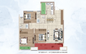 滨州滨城吾悦广场129户型户型3室2厅2卫 129㎡