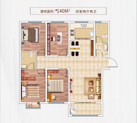 金居·印象蓝湾A3户型4室2厅2卫1阳台140㎡