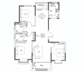 京博儒苑上邦G1户型3室2厅2卫 137㎡