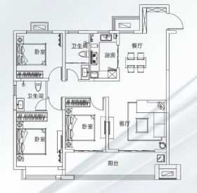 丽景华府135户型3室2厅2卫135㎡