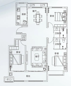 丽景华府140户型3室2厅2卫140㎡